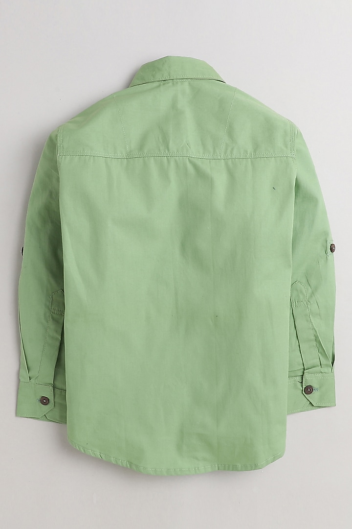 Light Green Cotton Shirt For Boys by Baatcheet at Pernia's Pop Up Shop