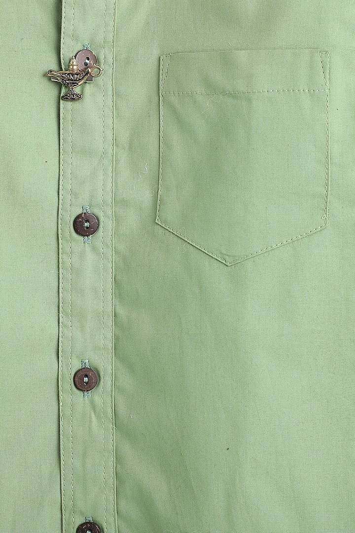 Light Green Cotton Shirt For Boys by Baatcheet at Pernia's Pop Up Shop