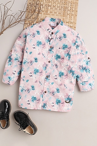 Pink Printed Shirt For Boys by Baatcheet