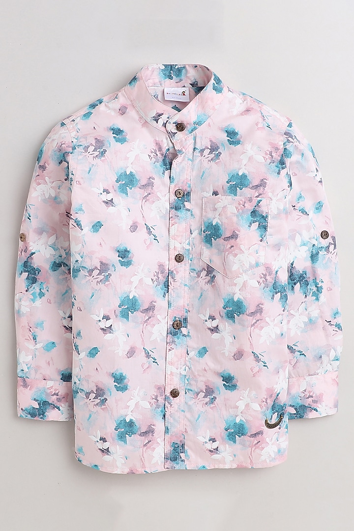Pink Printed Shirt For Boys by Baatcheet at Pernia's Pop Up Shop