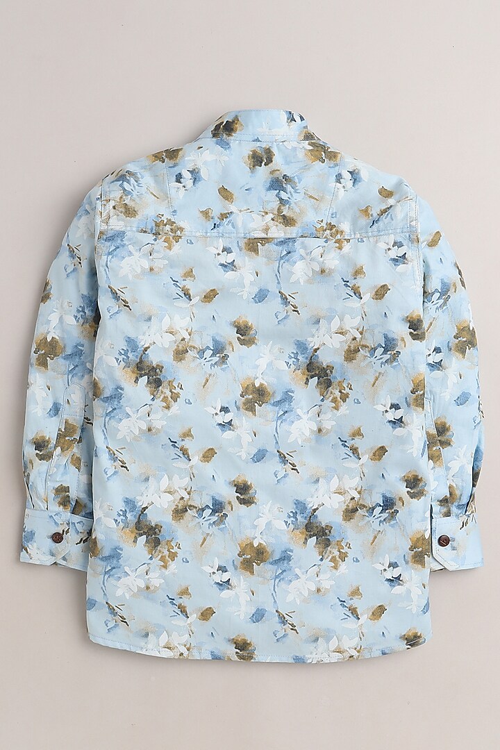 Blue Floral Printed Shirt For Boys by Baatcheet at Pernia's Pop Up Shop