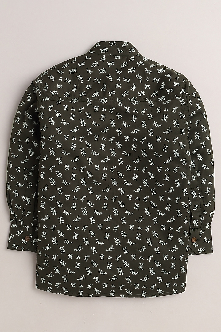 Green Leaf Printed Shirt For Boys by Baatcheet at Pernia's Pop Up Shop