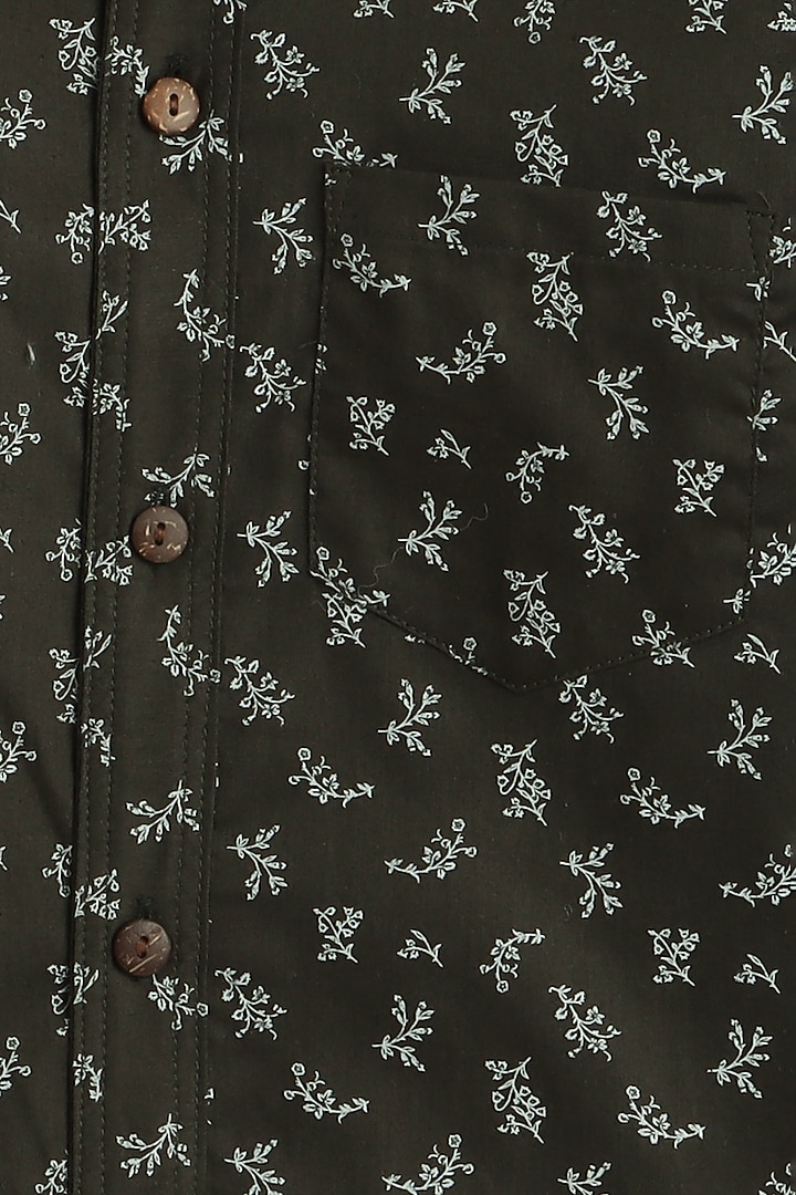 Green Leaf Printed Shirt For Boys by Baatcheet at Pernia's Pop Up Shop