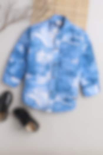 Blue Tie-Dyed Shirt For Boys by Baatcheet