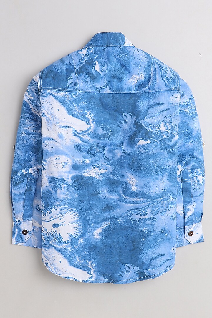 Blue Tie-Dyed Shirt For Boys by Baatcheet at Pernia's Pop Up Shop