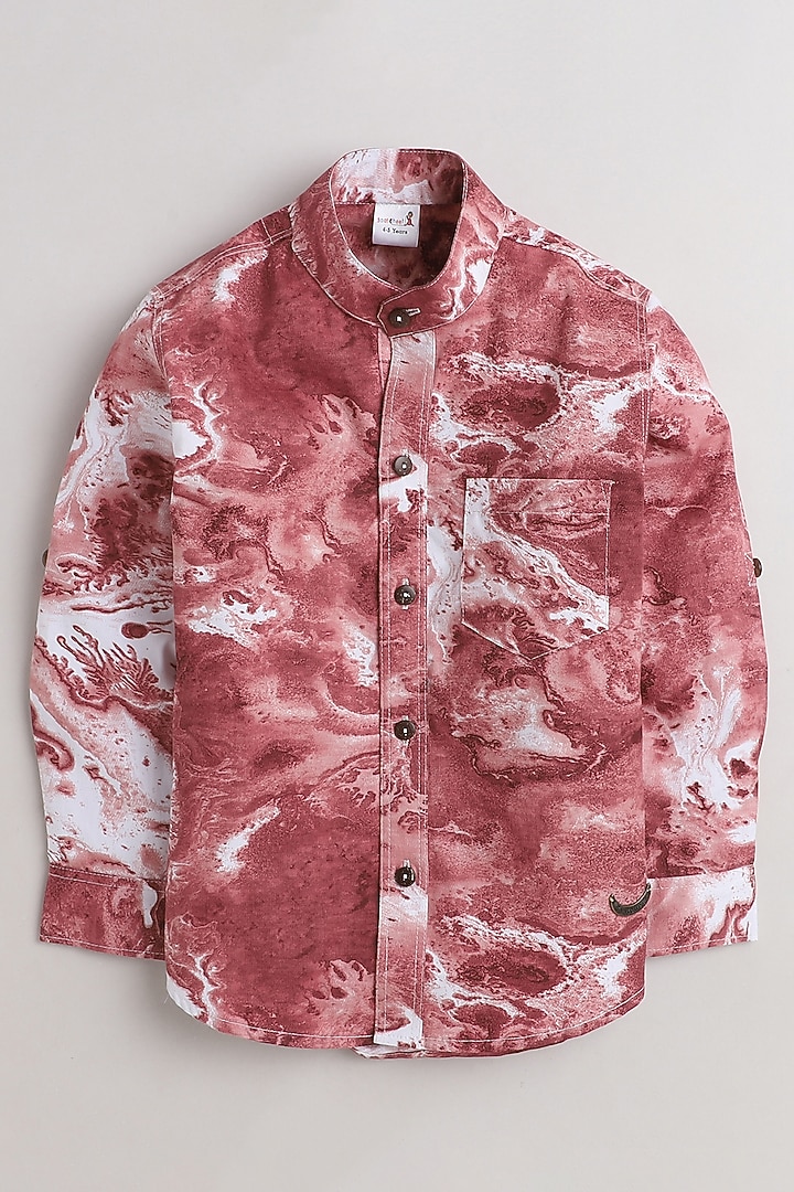 Rust Printed Shirt For Boys by Baatcheet at Pernia's Pop Up Shop