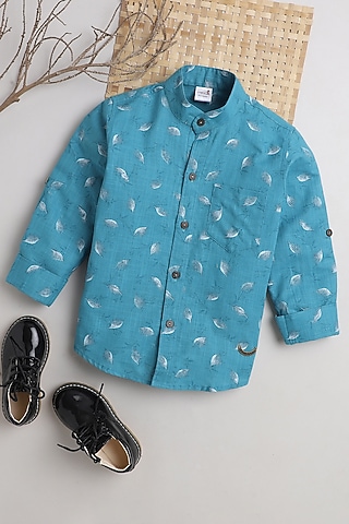 Blue Cotton Printed Shirt For Boys by Baatcheet