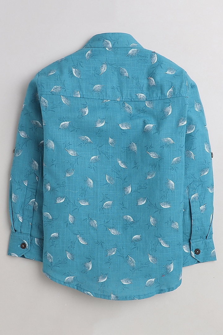 Blue Cotton Printed Shirt For Boys by Baatcheet at Pernia's Pop Up Shop