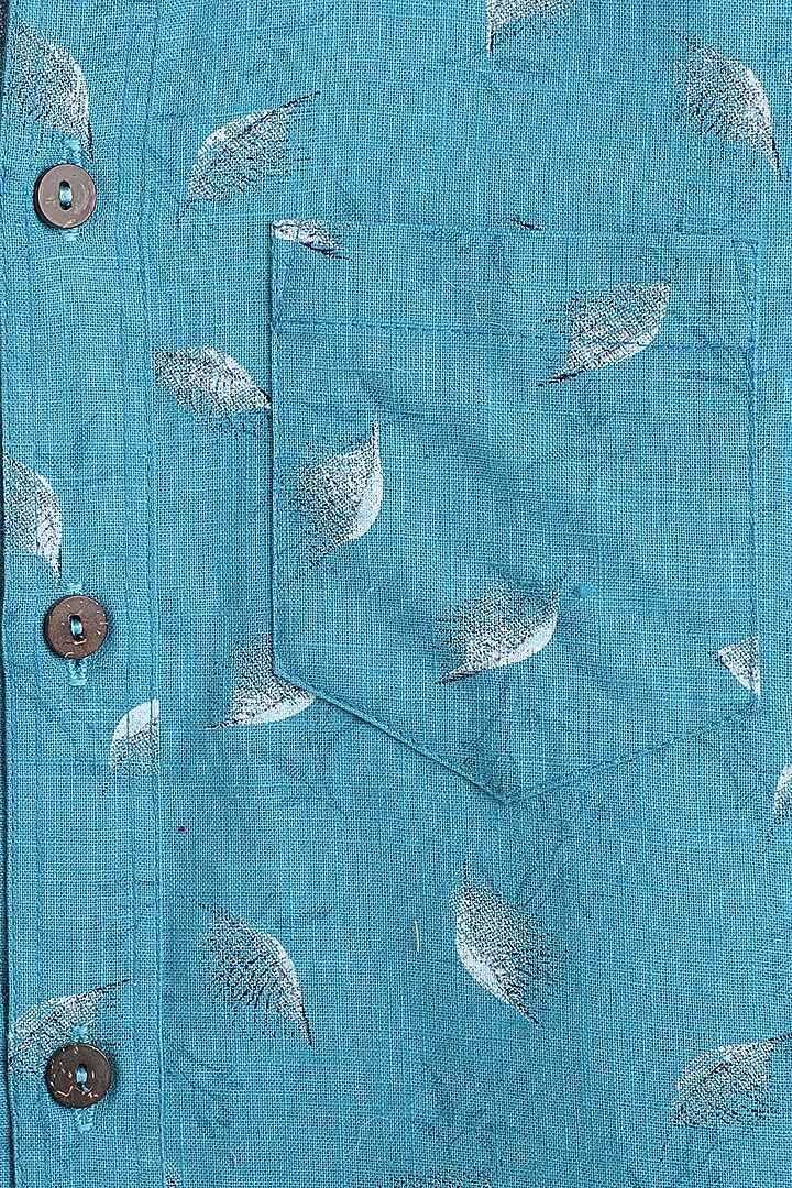 Blue Cotton Printed Shirt For Boys by Baatcheet at Pernia's Pop Up Shop