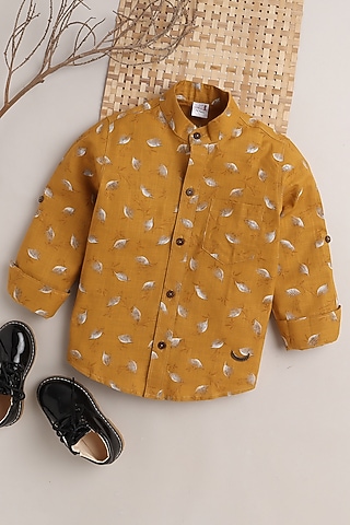 Mustard Printed Shirt For Boys by Baatcheet