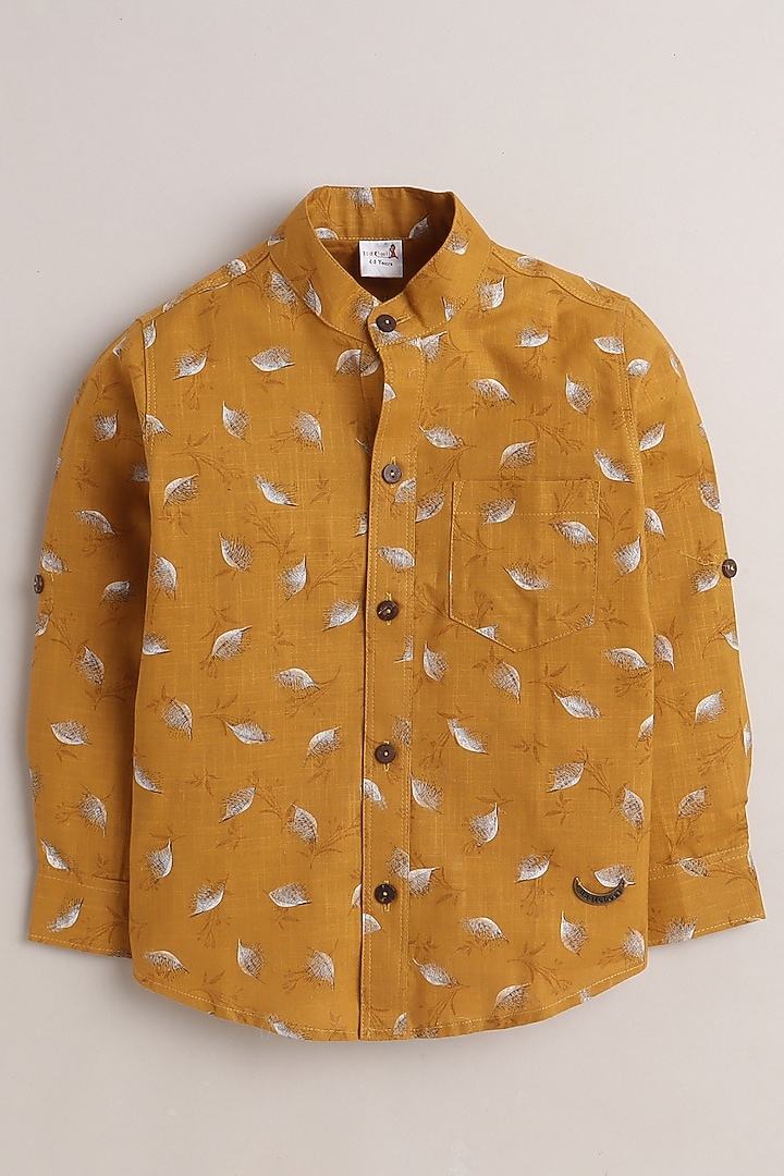 Mustard Printed Shirt For Boys by Baatcheet at Pernia's Pop Up Shop