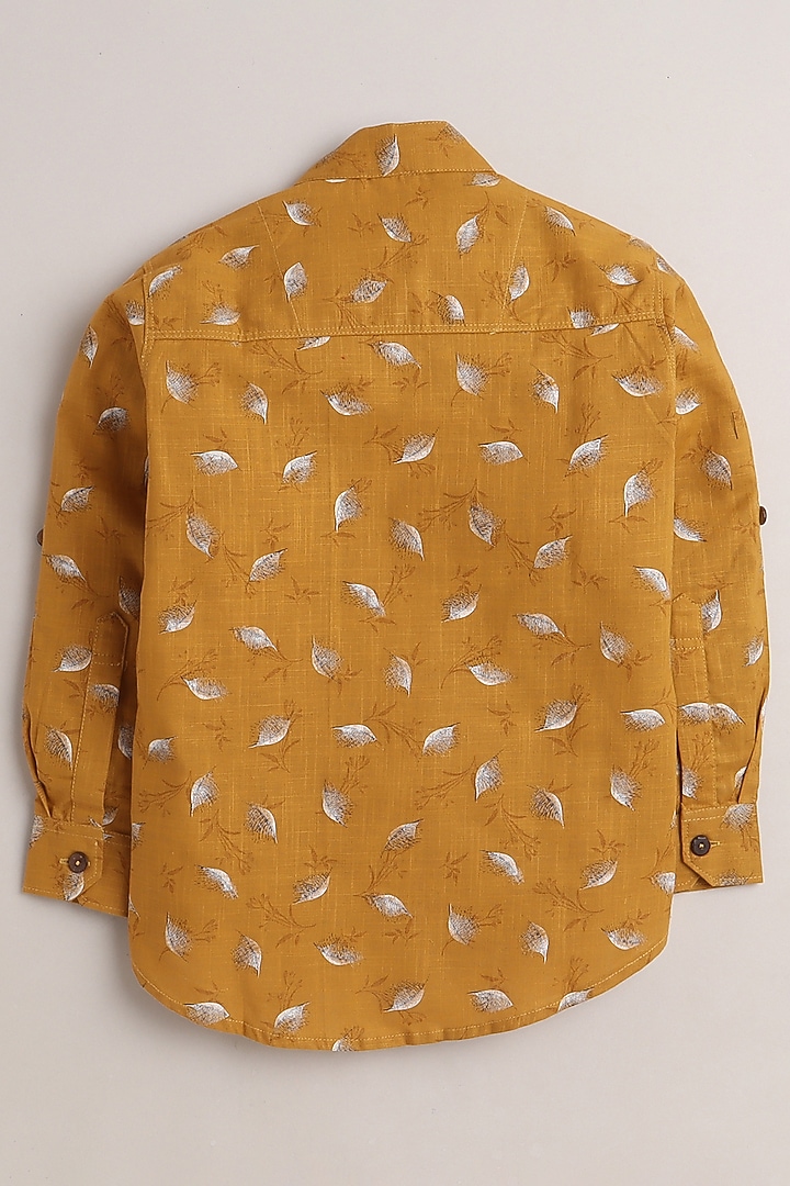Mustard Printed Shirt For Boys by Baatcheet at Pernia's Pop Up Shop