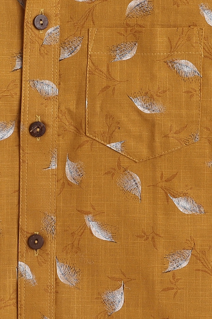 Mustard Printed Shirt For Boys by Baatcheet at Pernia's Pop Up Shop