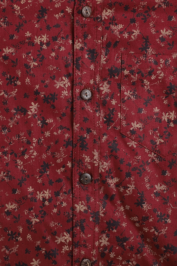 Cherry Red Printed Shirt For Boys by Baatcheet at Pernia's Pop Up Shop