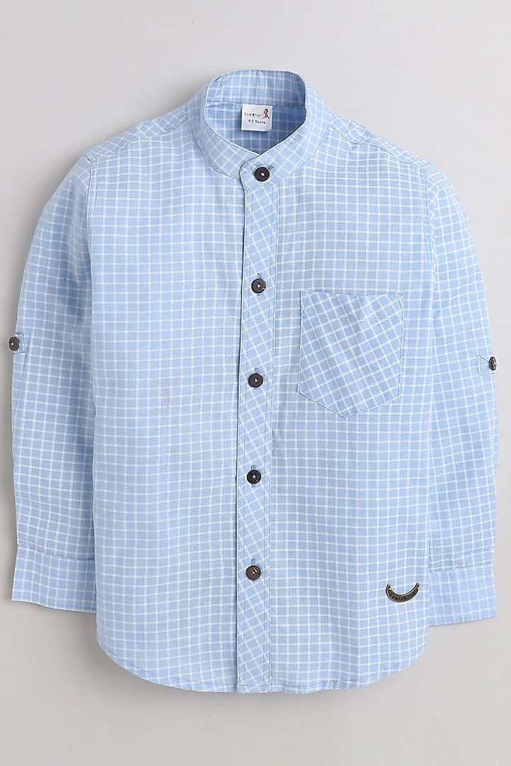 Sky Blue Printed Shirt For Boys by Baatcheet at Pernia's Pop Up Shop