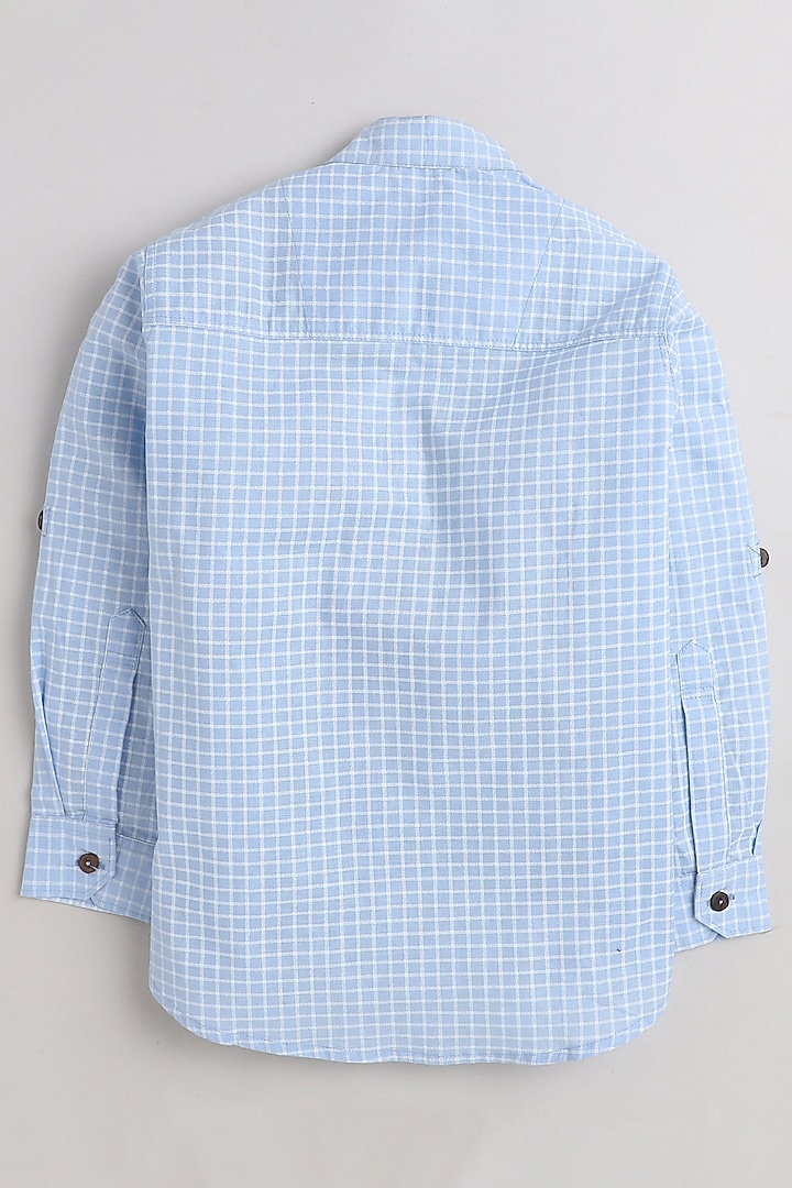 Sky Blue Printed Shirt For Boys by Baatcheet at Pernia's Pop Up Shop