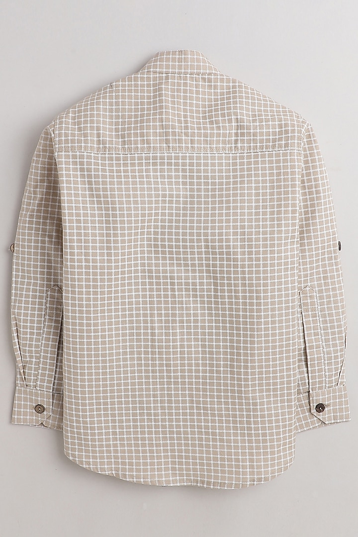 Beige Printed Shirt For Boys by Baatcheet at Pernia's Pop Up Shop