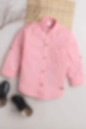 Pink Cotton Printed Shirt For Boys by Baatcheet