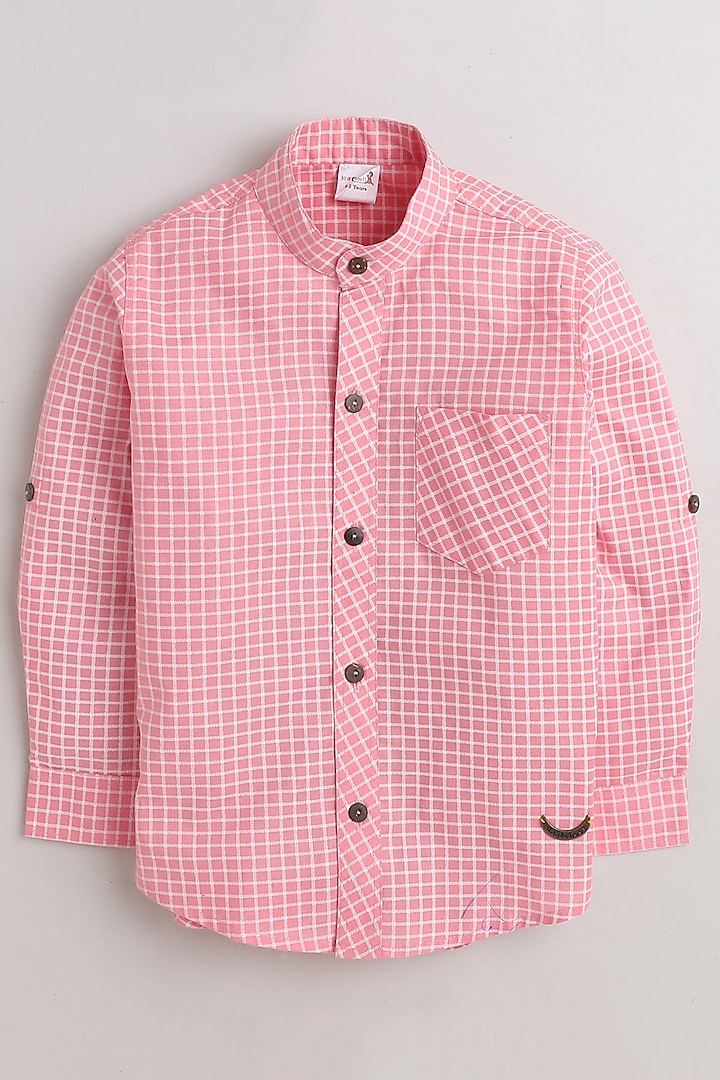 Pink Cotton Printed Shirt For Boys by Baatcheet at Pernia's Pop Up Shop