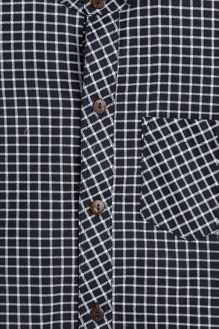 Navy Blue Cotton Printed Shirt For Boys by Baatcheet at Pernia's Pop Up Shop