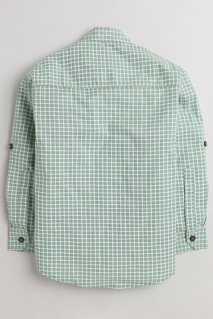 Green Cotton Printed Shirt For Boys by Baatcheet at Pernia's Pop Up Shop