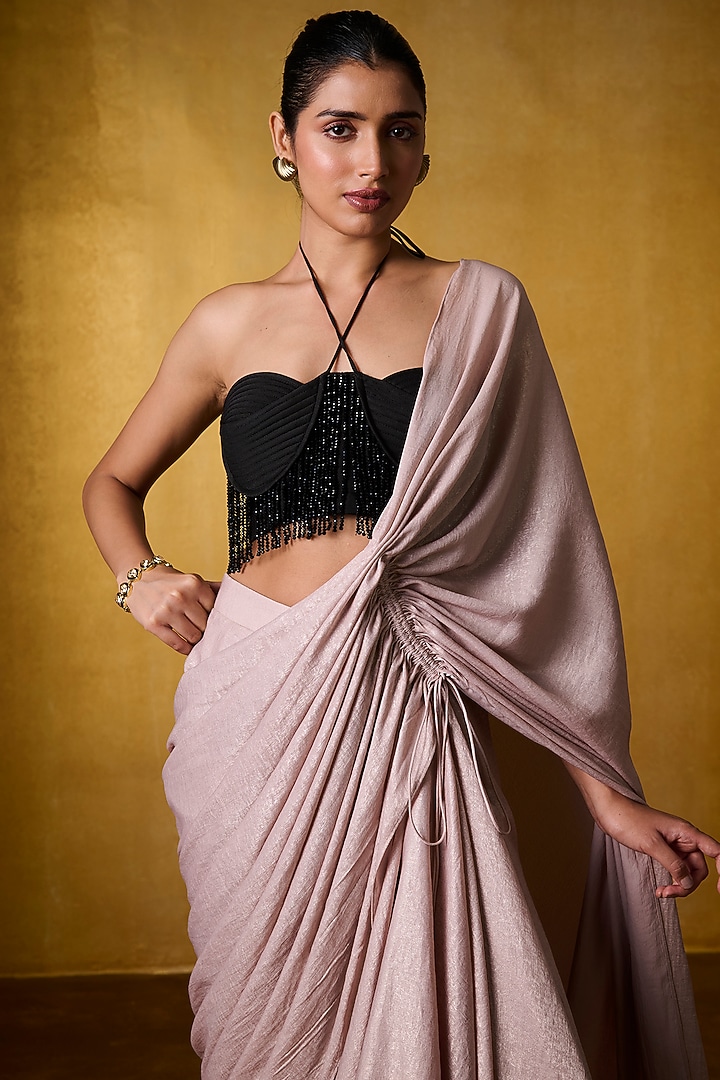 Black Banana Crepe Blouse by Bairagi Designs at Pernia's Pop Up Shop