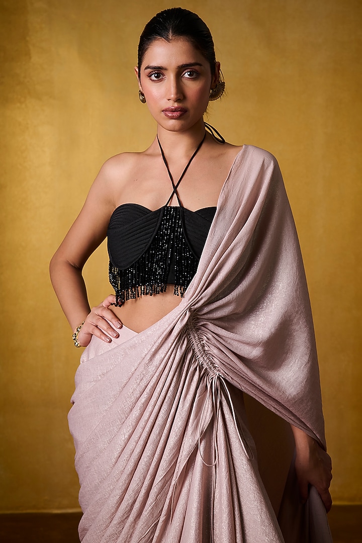Black Banana Crepe Blouse by Bairagi Designs at Pernia's Pop Up Shop