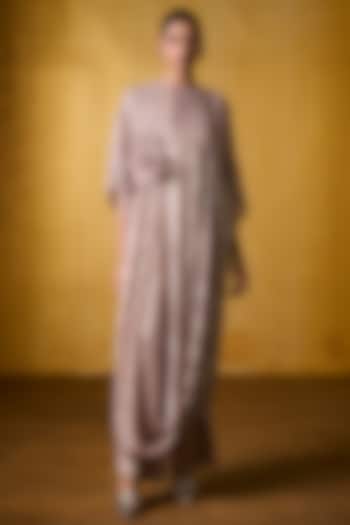 Pink Crinkled Chiffon Kaftan Set by Bairagi Designs at Pernia's Pop Up Shop