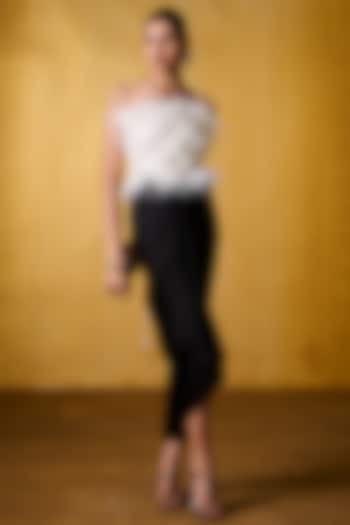 Black Satin Draped Skirt by Bairagi Designs at Pernia's Pop Up Shop