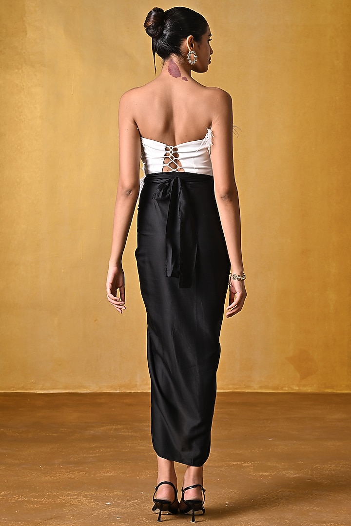Black Satin Draped Skirt by Bairagi Designs at Pernia's Pop Up Shop