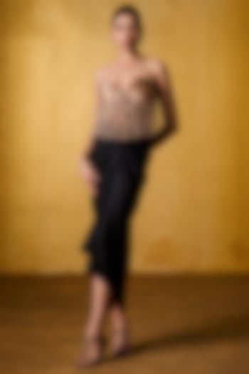 Black Satin Skirt Set by Bairagi Designs at Pernia's Pop Up Shop