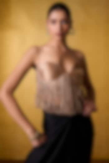 Champagne Satin Corset Blouse by Bairagi Designs at Pernia's Pop Up Shop