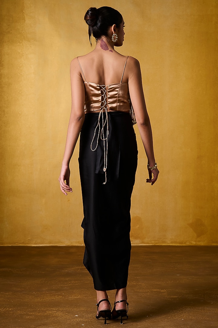 Champagne Satin Corset Blouse by Bairagi Designs at Pernia's Pop Up Shop