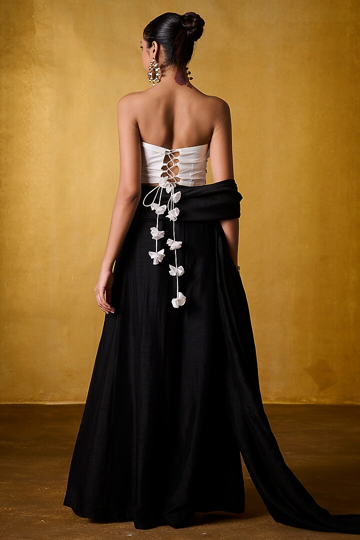 Ivory Taffeta Embellished Tube Blouse by Bairagi Designs at Pernia's Pop Up Shop