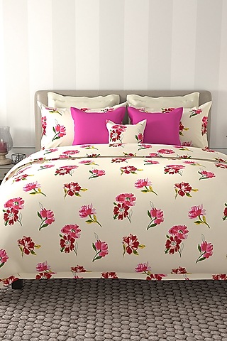 Ivory Printed Duvet Set (Set of 3) by By ADAB