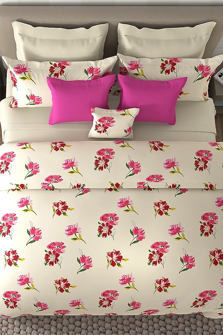 Ivory Printed Duvet Set (Set of 3) by By ADAB at Pernia's Pop Up Shop