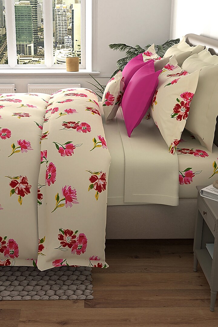 Ivory Printed Duvet Set (Set of 3) by By ADAB at Pernia's Pop Up Shop