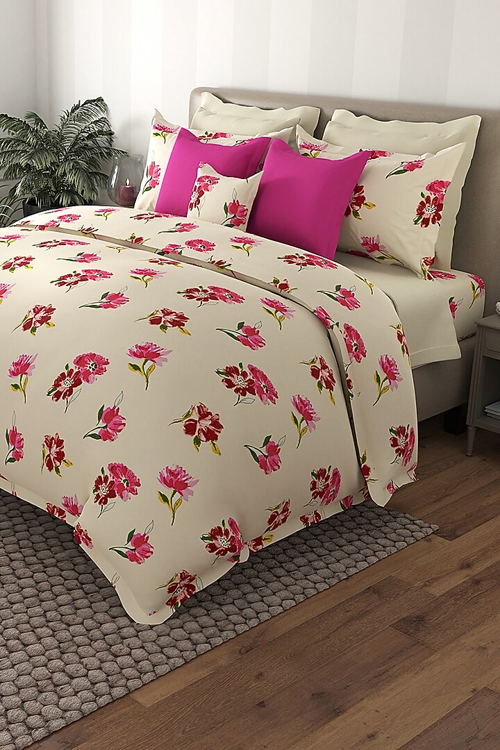 Ivory Printed Duvet Set (Set of 3) by By ADAB at Pernia's Pop Up Shop