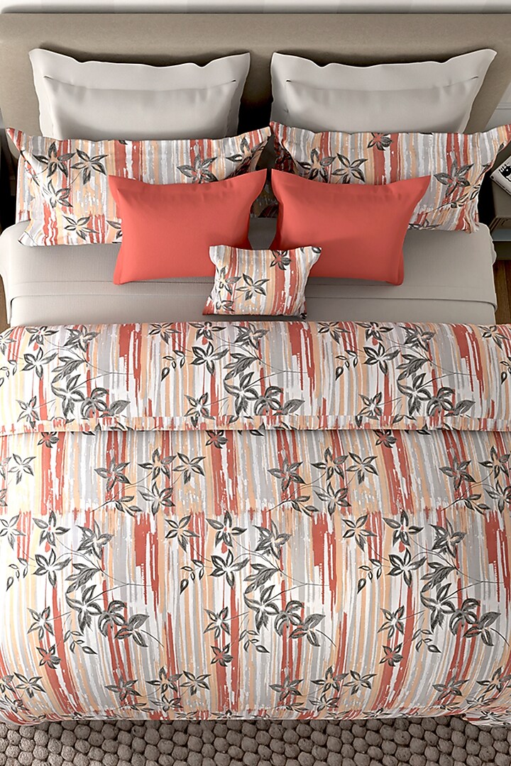 Grey Cotton Printed Duvet Set (Set of 3) by By ADAB at Pernia's Pop Up Shop