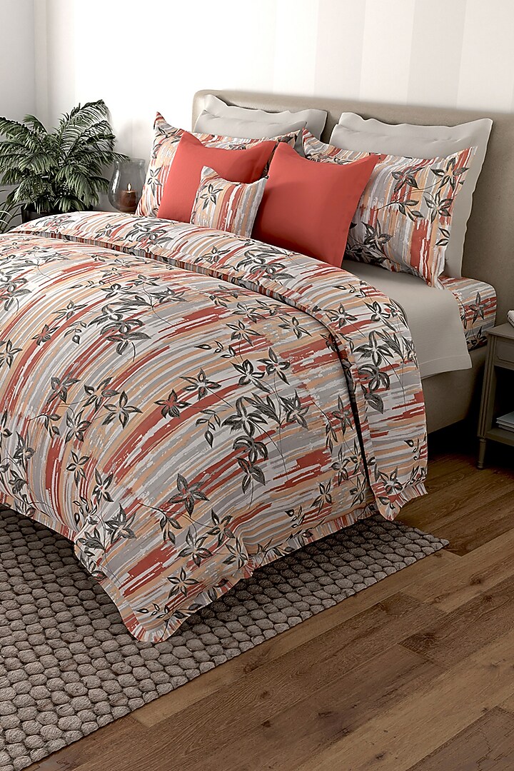 Grey Cotton Printed Duvet Set (Set of 3) by By ADAB at Pernia's Pop Up Shop
