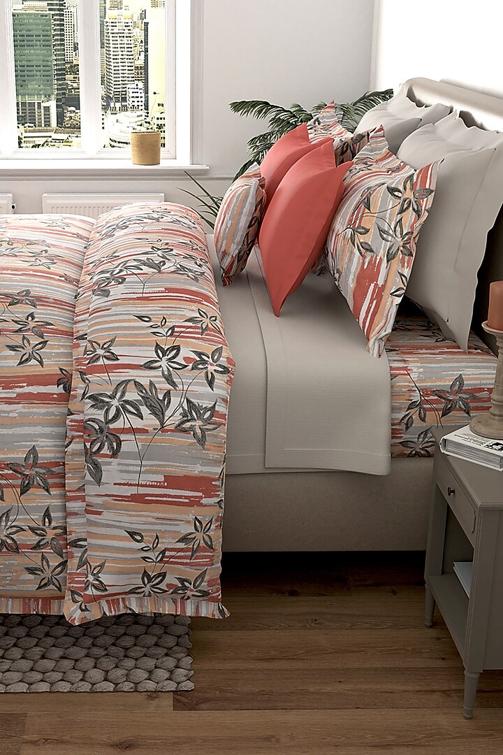 Grey Cotton Printed Duvet Set (Set of 3) by By ADAB at Pernia's Pop Up Shop