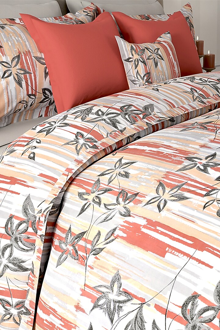 Grey Cotton Printed Duvet Set (Set of 3) by By ADAB at Pernia's Pop Up Shop