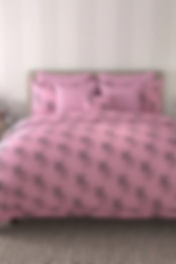 Pink Printed Bedsheet Set (Set of 3) by By ADAB