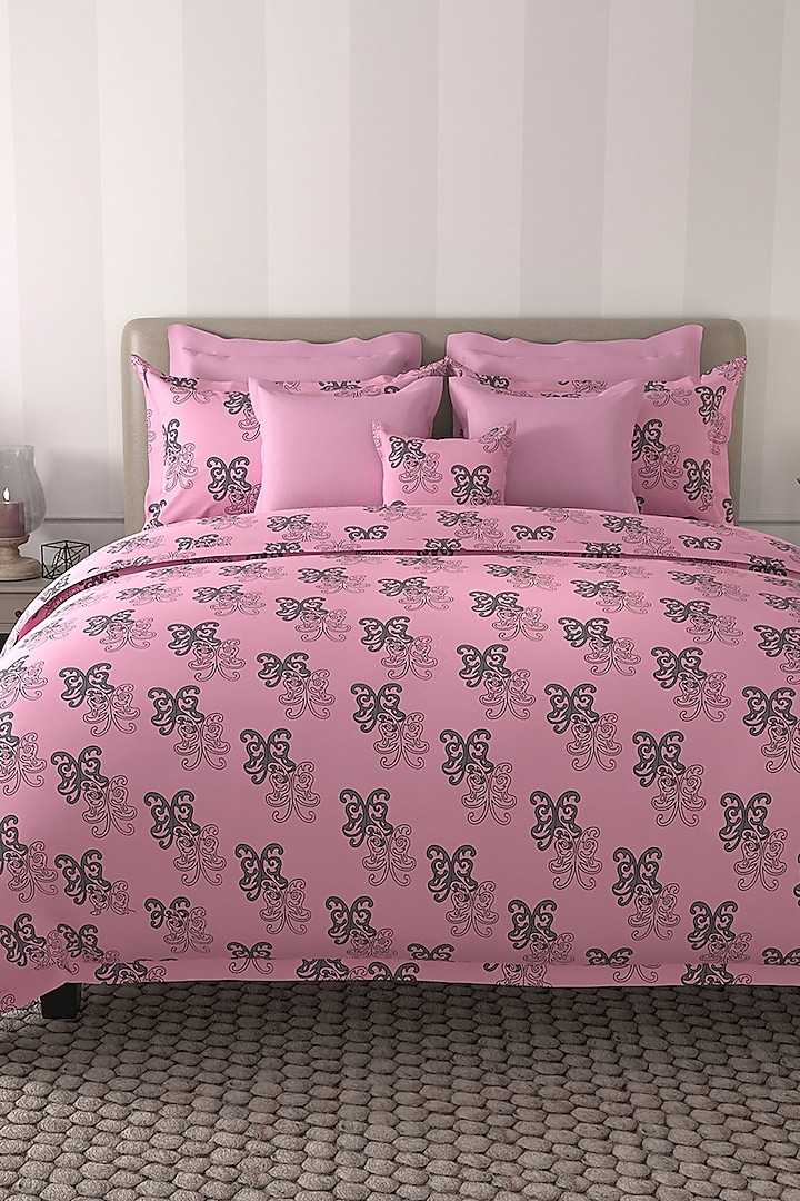 Pink Printed Bedsheet Set (Set of 3) by By ADAB