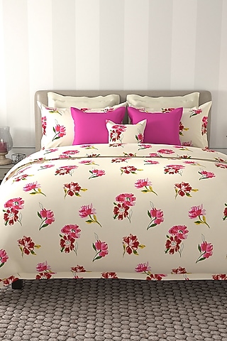 Ivory Printed Bedsheet Set (Set of 3) by By ADAB