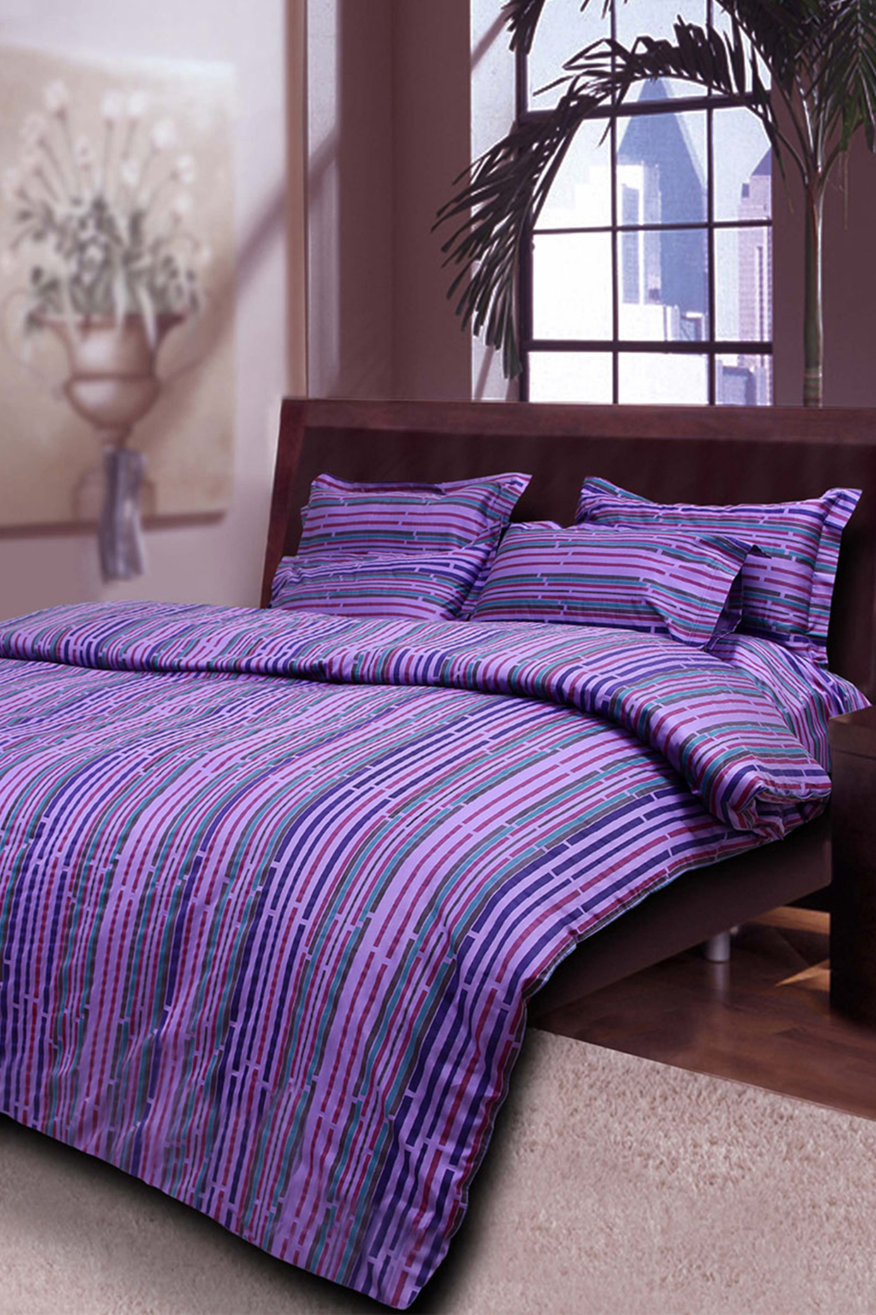 Purple Printed Bedsheet Set (Set of 3) by By ADAB at Pernia's Pop Up Shop