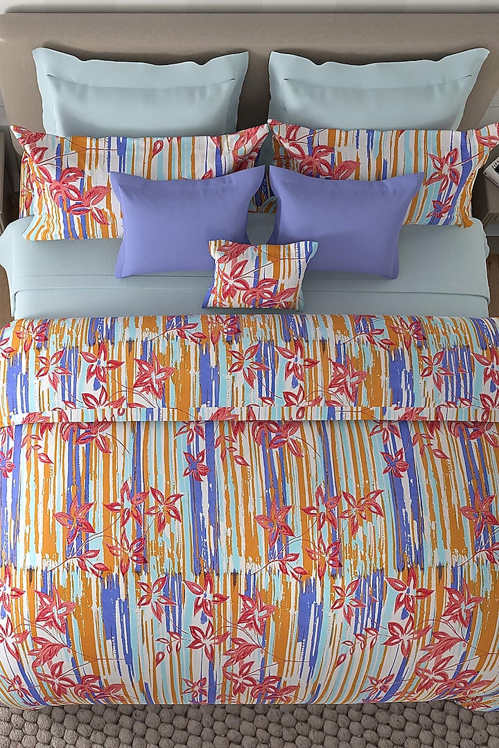 Pink Cotton Printed Bedsheet Set (Set of 3) by By ADAB at Pernia's Pop Up Shop