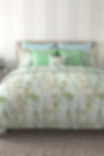 Green Cotton Printed Bedsheet Set (Set of 3) by By ADAB at Pernia's Pop Up Shop