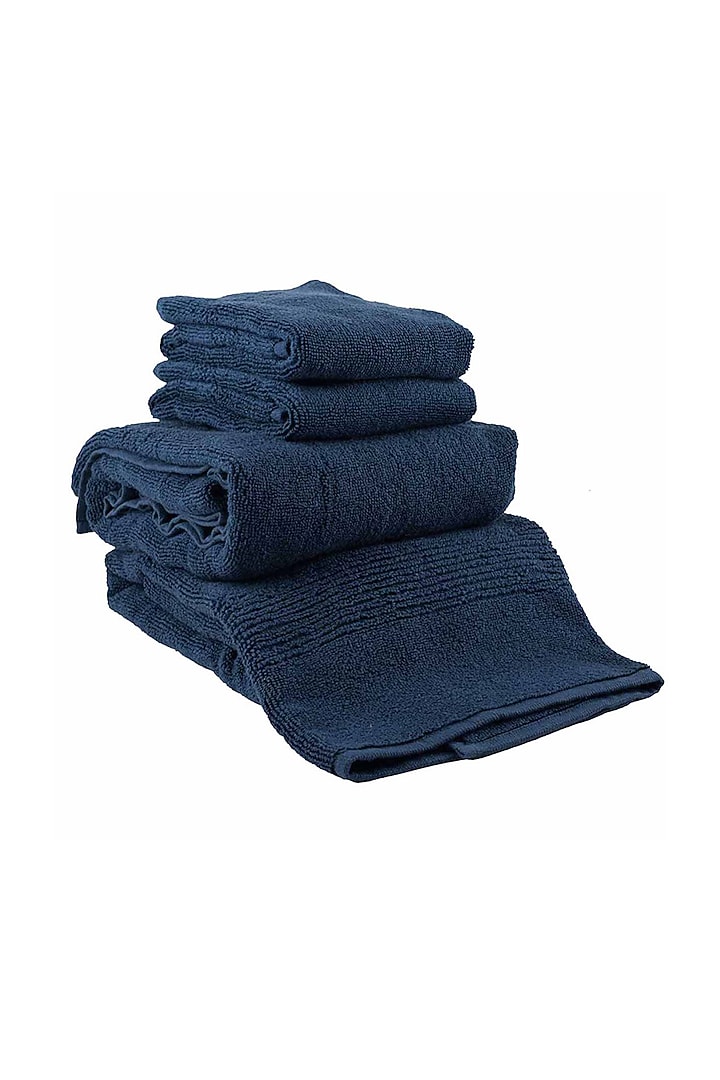 Navy Blue Towels (Set of 8) by By ADAB at Pernia's Pop Up Shop