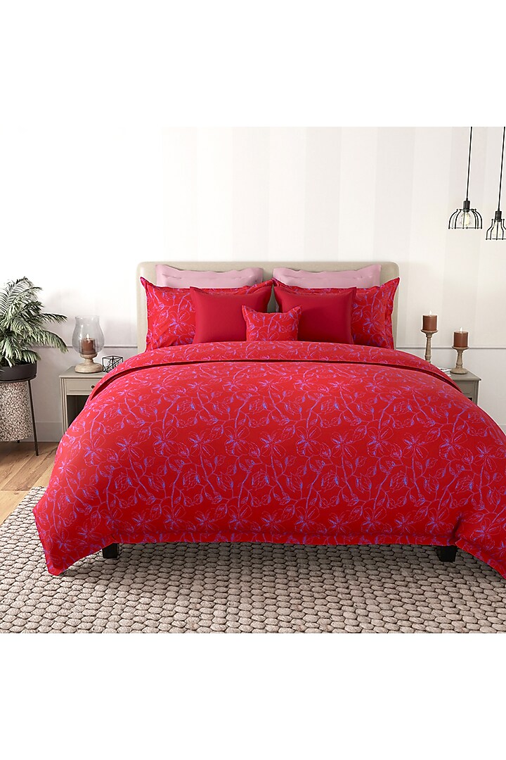 Red Cotton Printed Duvet Set by By ADAB at Pernia's Pop Up Shop